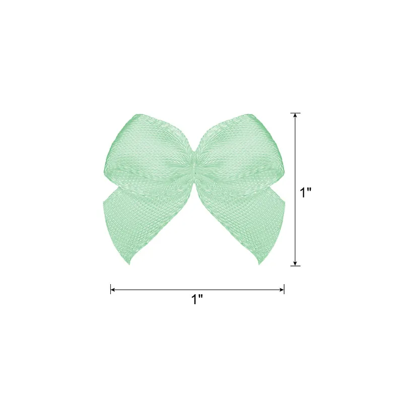 100Pack Mini Ribbon Bows 1" Mini Fabric Satin Ribbon Flower Bows Green