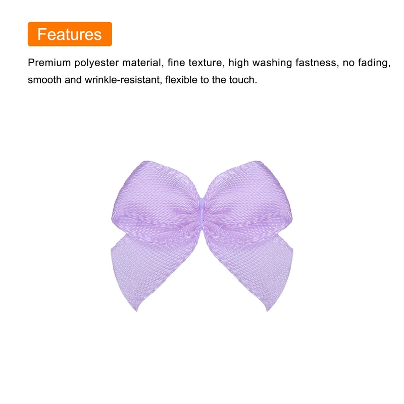 100Pcs Mini Ribbon Bows 1" Mini Fabric Satin Ribbon Flower Bows Purple