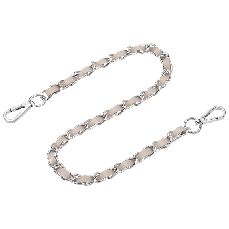 24" Purse Strap with Buckle for Shoulder and Cross Body(Beige+Silver)