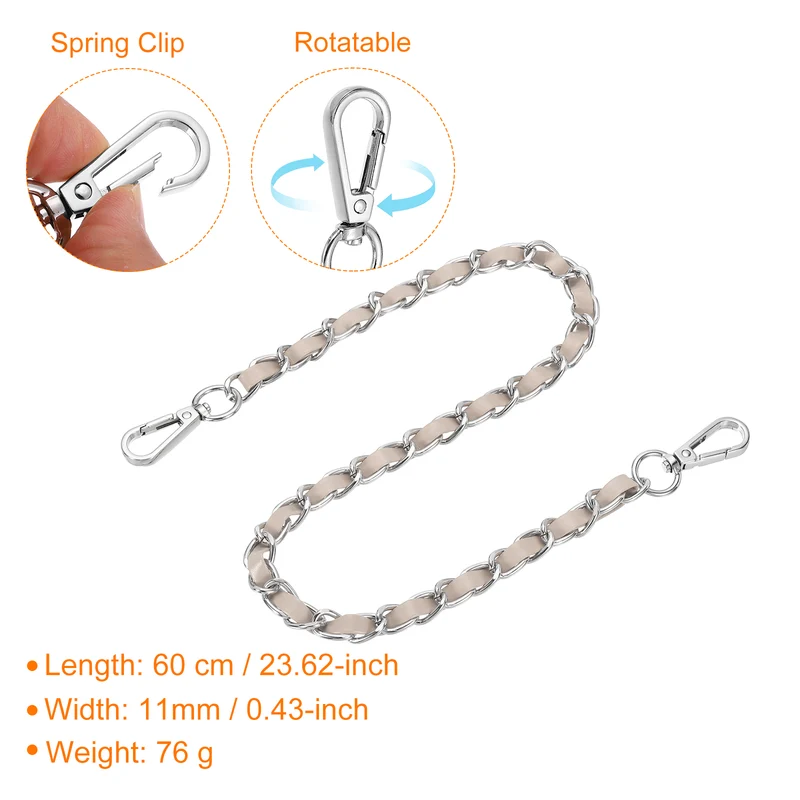 24" Purse Strap with Buckle for Shoulder and Cross Body(Beige+Silver)