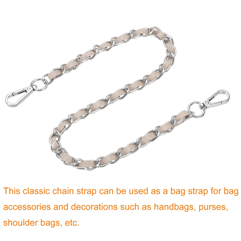 24" Purse Strap with Buckle for Shoulder and Cross Body(Beige+Silver)