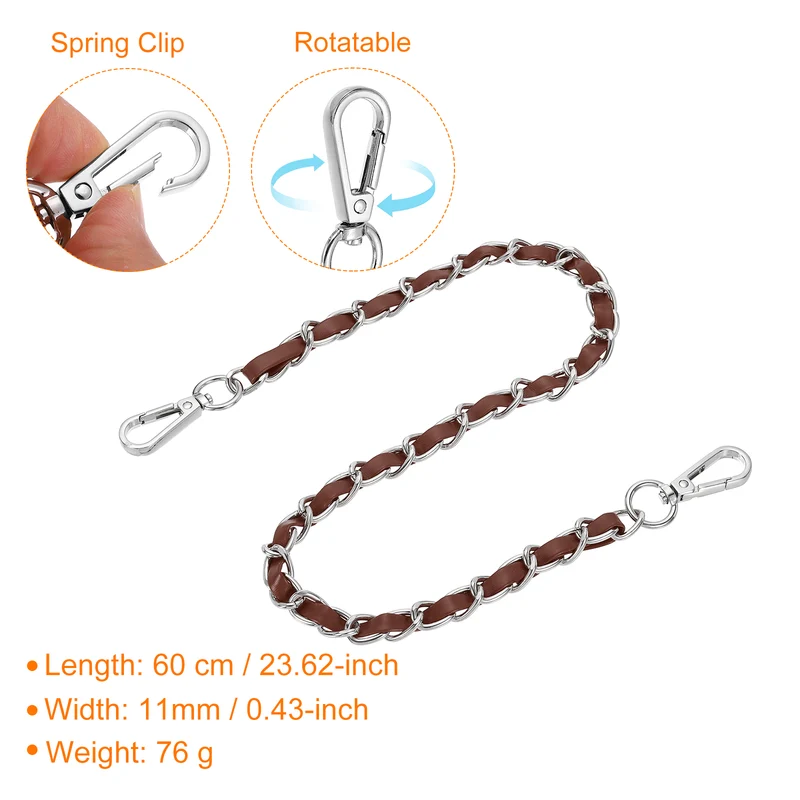 24" Purse Strap with Buckle for Shoulder and Cross Body(Dark Brown+Silver)