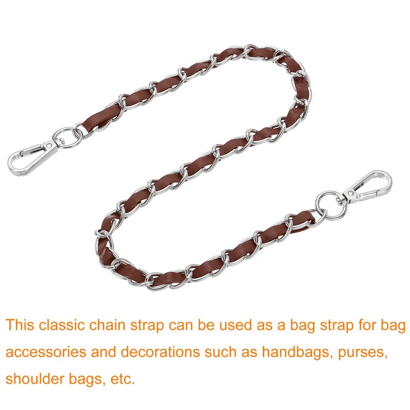 24" Purse Strap with Buckle for Shoulder and Cross Body(Dark Brown+Silver)