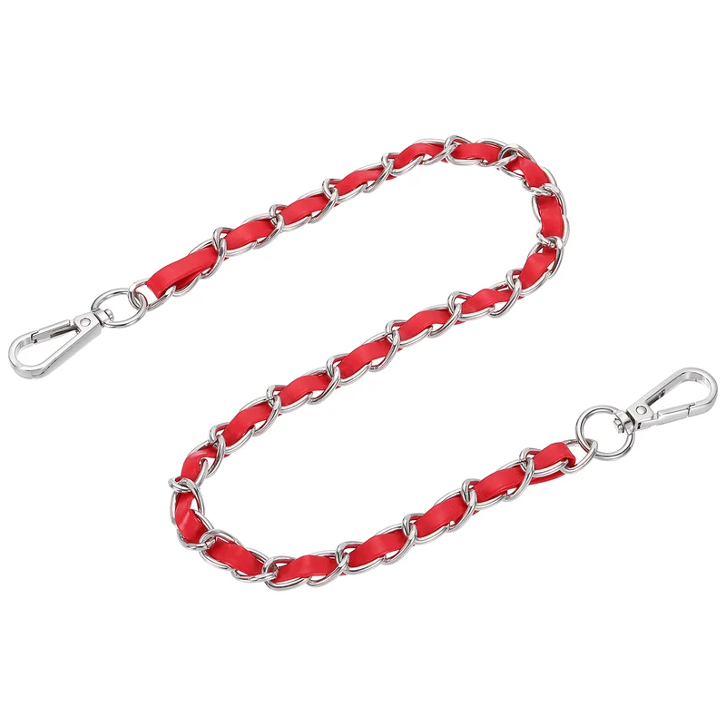 24" Purse Strap with Buckle for Shoulder and Cross Body(Red+Silver)