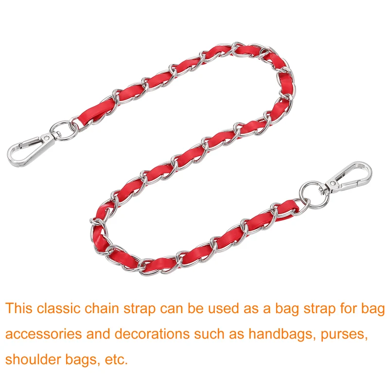 24" Purse Strap with Buckle for Shoulder and Cross Body(Red+Silver)