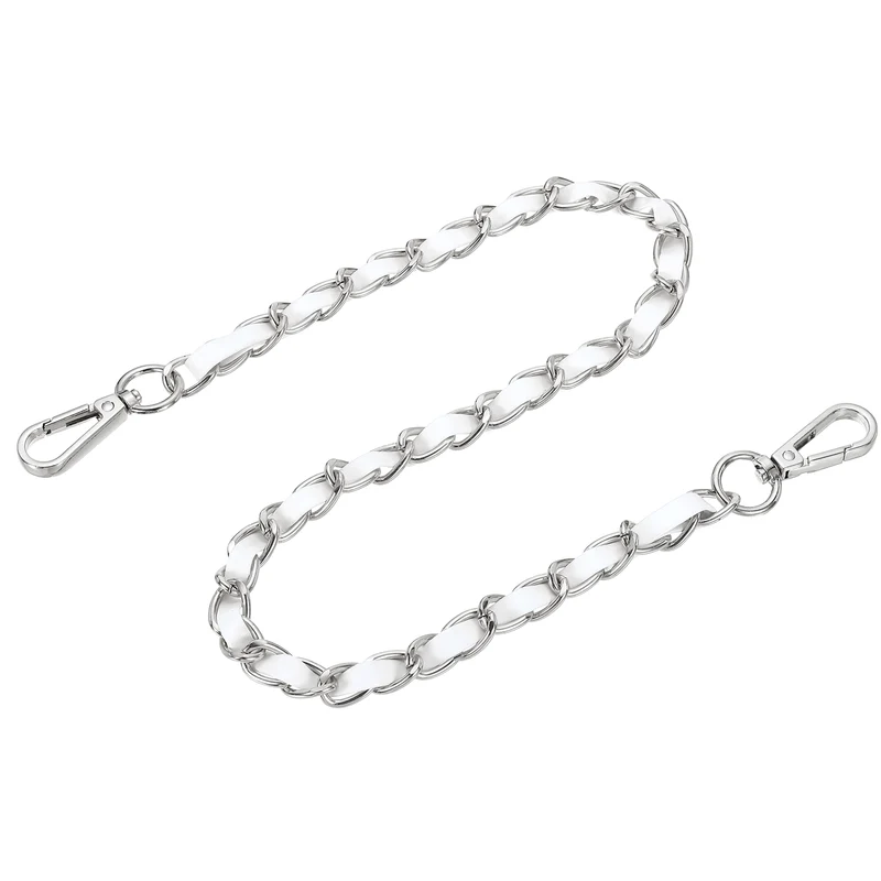 24" Purse Strap with Buckle for Shoulder and Cross Body(White+Silver)