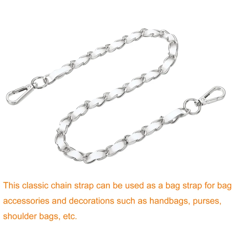 24" Purse Strap with Buckle for Shoulder and Cross Body(White+Silver)