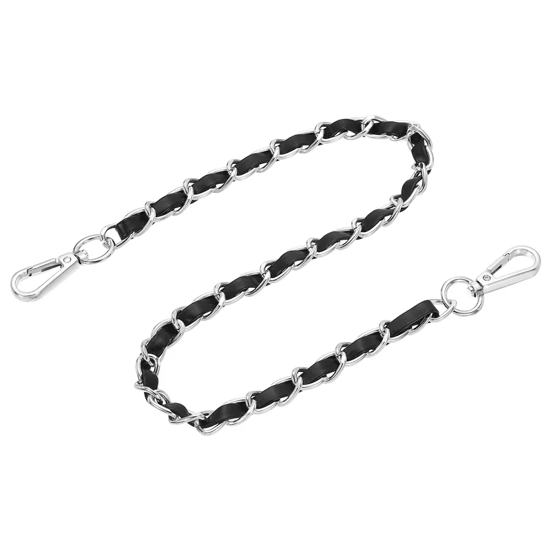 24" Purse Strap with Buckle for Shoulder and Cross Body(Black+Silver)