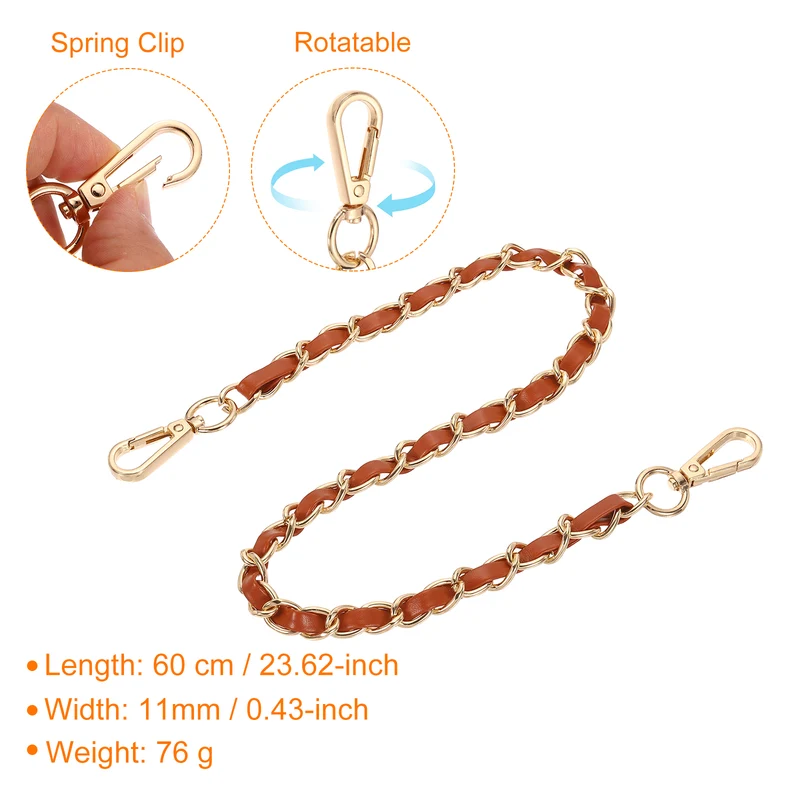 24" Purse Strap with Buckle for Shoulder and Cross Body(Brown+Gold)