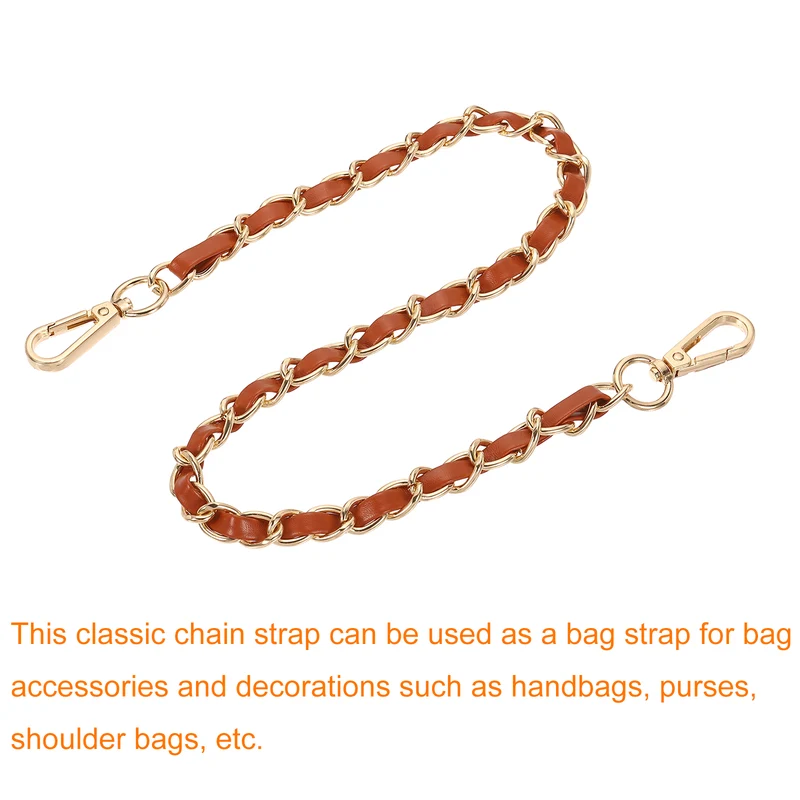 24" Purse Strap with Buckle for Shoulder and Cross Body(Brown+Gold)