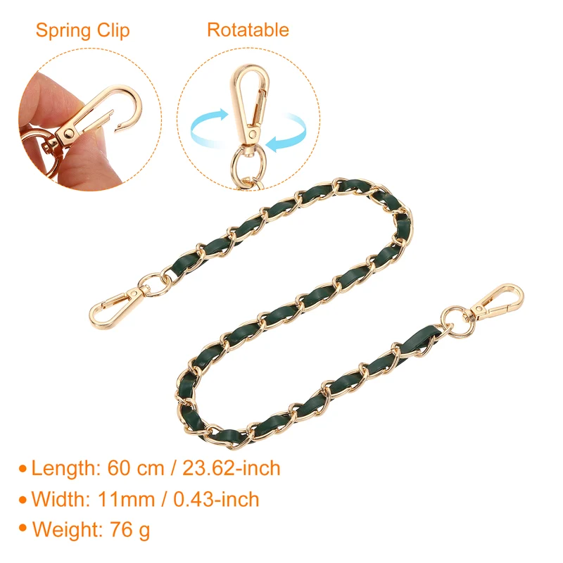 24" Purse Strap with Buckle for Shoulder and Cross Body(Green+Gold)