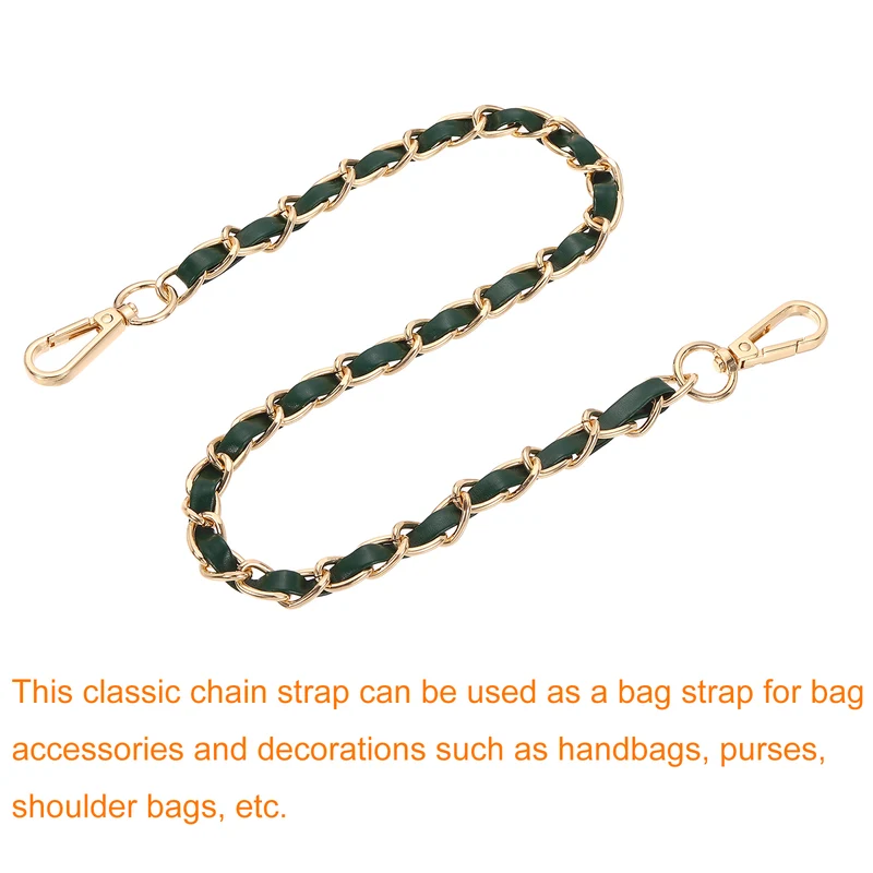 24" Purse Strap with Buckle for Shoulder and Cross Body(Green+Gold)