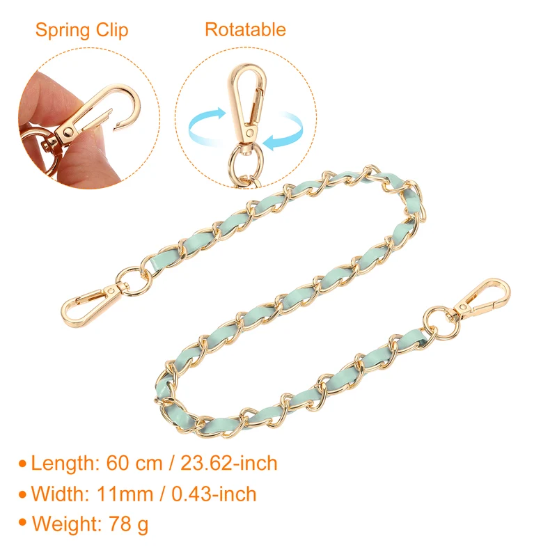 24" Purse Strap with Buckle for Shoulder and Cross Body(Light Green+Gold)