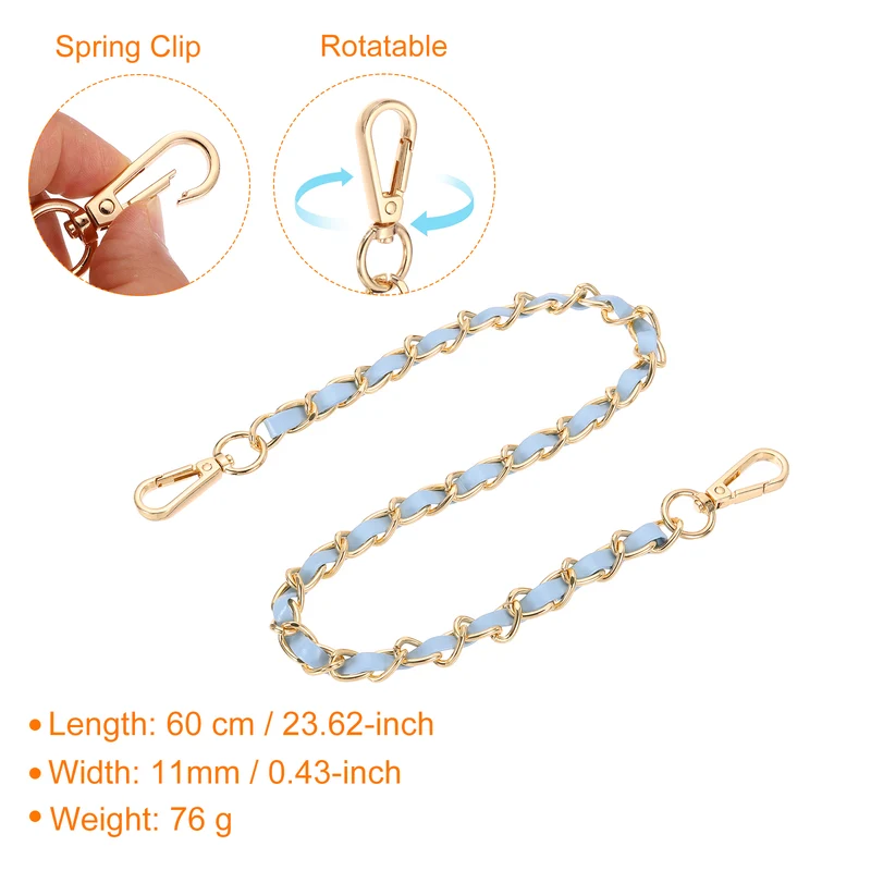 24" Purse Strap with Buckle for Shoulder and Cross Body(Sky Blue+Gold)