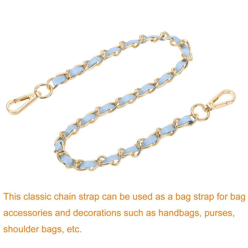 24" Purse Strap with Buckle for Shoulder and Cross Body(Sky Blue+Gold)
