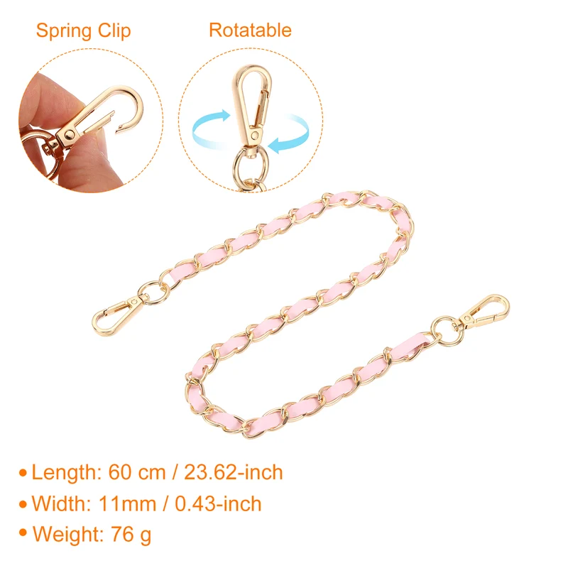 24" Purse Strap with Buckle for Shoulder and Cross Body(Pink Gold)