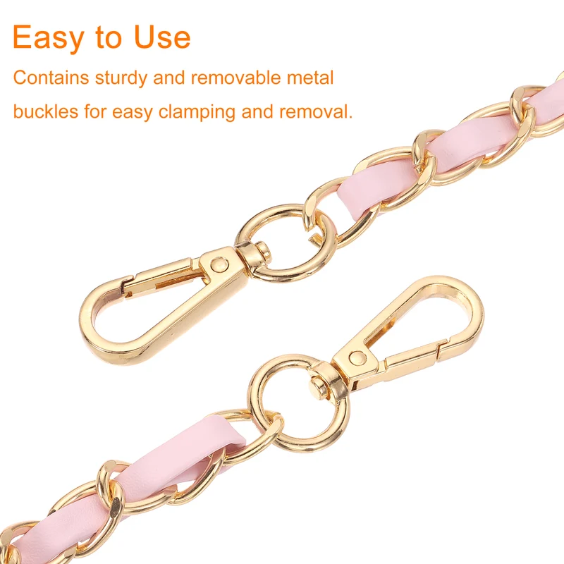 24" Purse Strap with Buckle for Shoulder and Cross Body(Pink Gold)