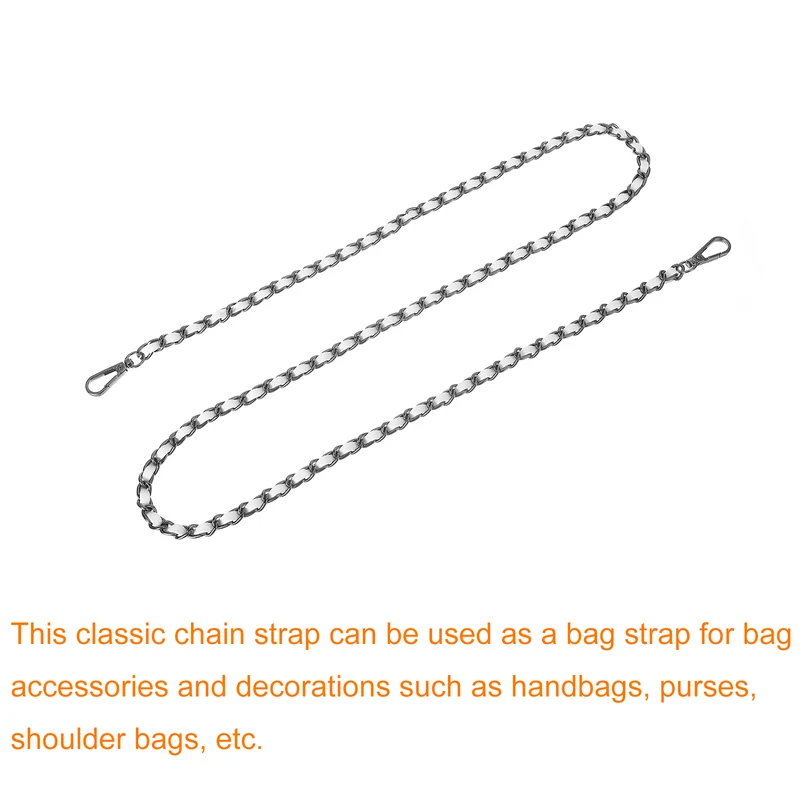 Purse Strap, 47" Leather for Shoulder and Cross Body Strap (White, Black)