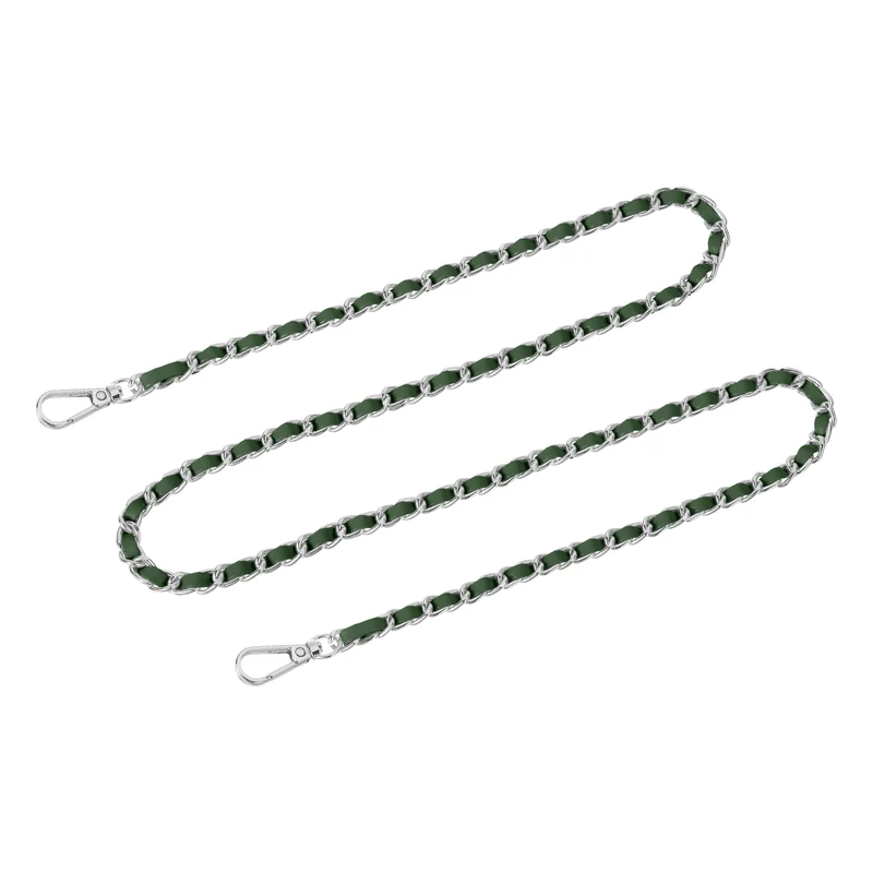 Purse Strap, 47" Leather for Shoulder and Cross Body Strap (Green, Silver)