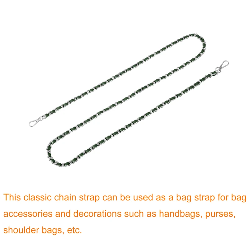 Purse Strap, 47" Leather for Shoulder and Cross Body Strap (Green, Silver)