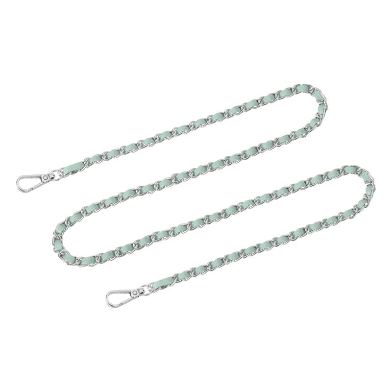 Purse Strap, 47" Leather for Shoulder and Cross Body Strap (Light Green, Silver)