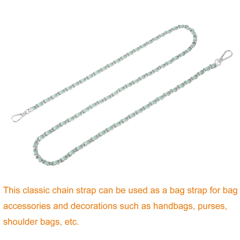 Purse Strap, 47" Leather for Shoulder and Cross Body Strap (Light Green, Silver)