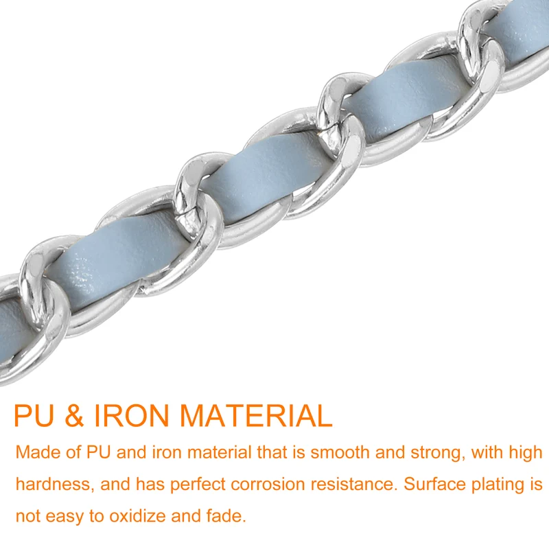 Purse Strap, 47" Leather for Shoulder and Cross Body Strap (Sky Blue, Silver)