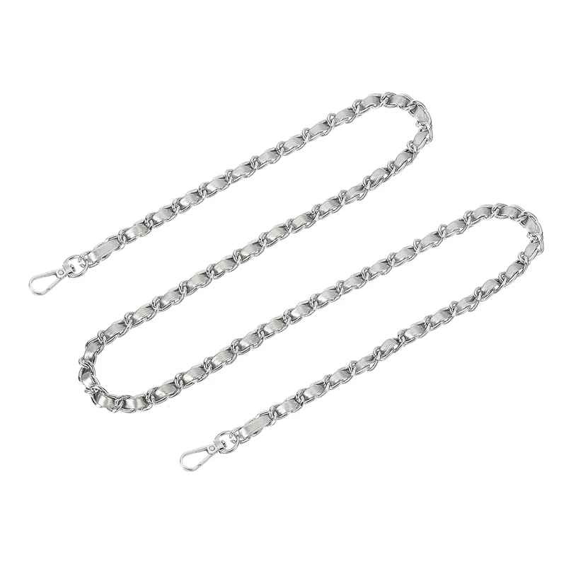 Purse Strap, 47" Leather for Shoulder and Cross Body Strap (Silver, Silver)