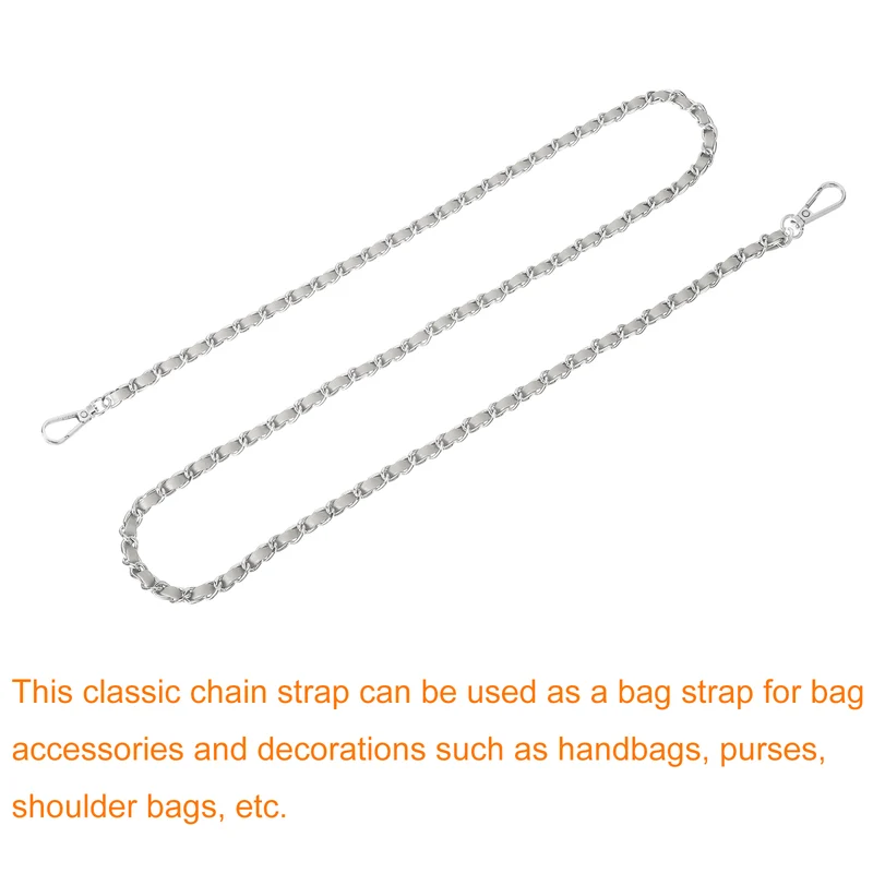 Purse Strap, 47" Leather for Shoulder and Cross Body Strap (Gray, Silver)
