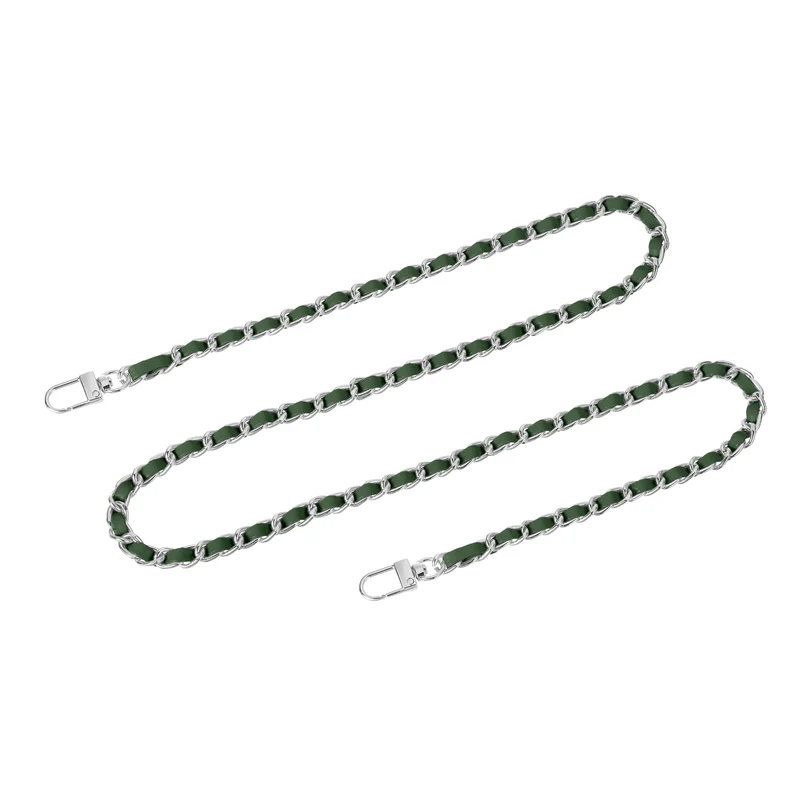 39" Purse Chain Strap with Buckles for Shoulder and Cross Body (Green + Silver)