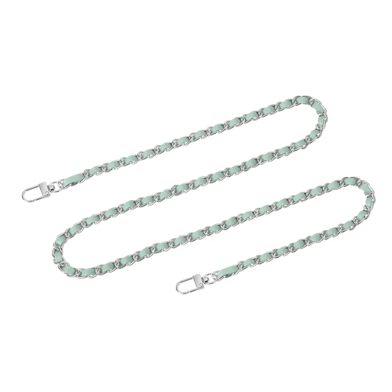 39" Purse Chain Strap with Buckles for Shoulder, Cross Body(Light Green, Silver)