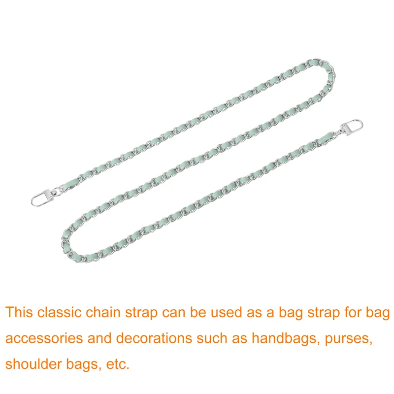 39" Purse Chain Strap with Buckles for Shoulder, Cross Body(Light Green, Silver)