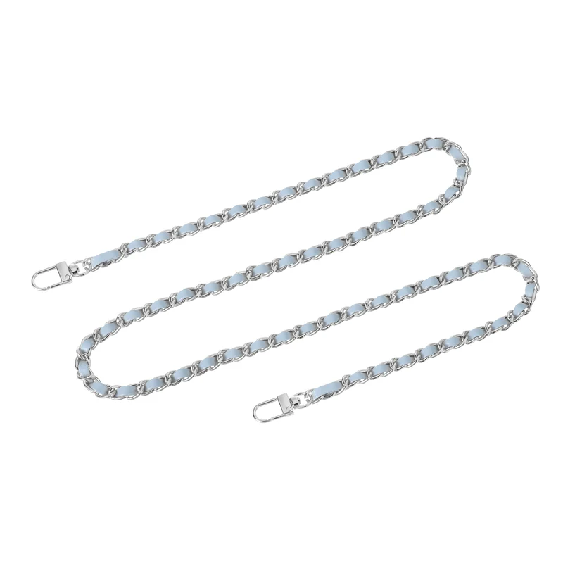 39" Purse Chain Strap with Buckles for Shoulder, Cross Body (Sky Blue + Silver)