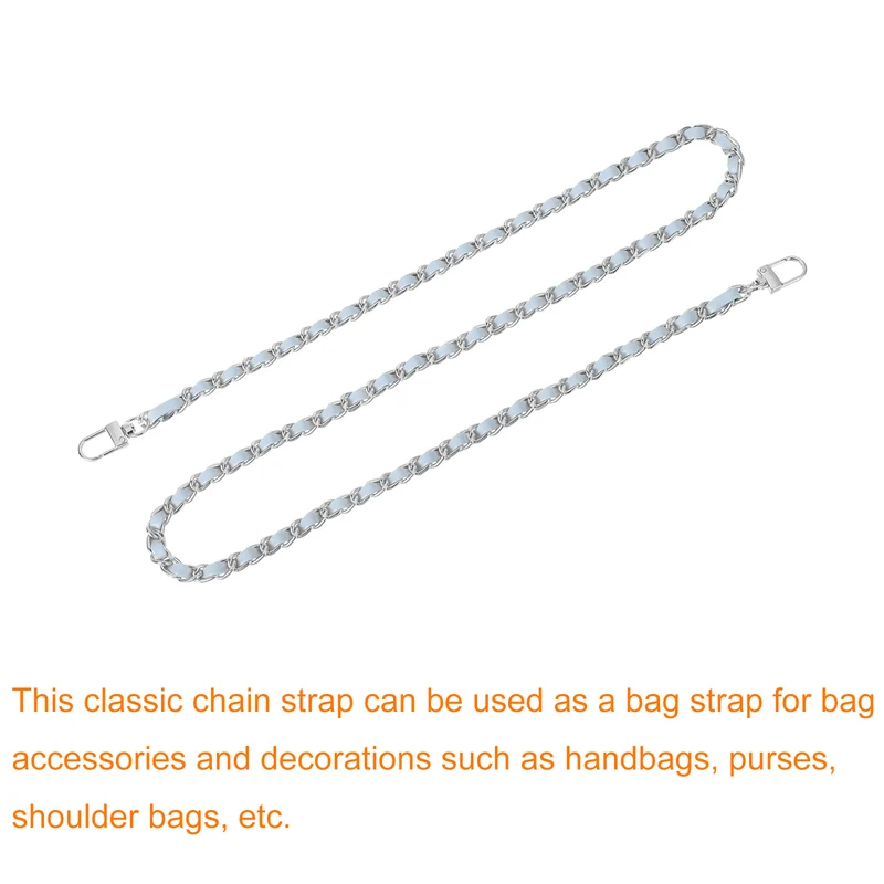 39" Purse Chain Strap with Buckles for Shoulder, Cross Body (Sky Blue + Silver)