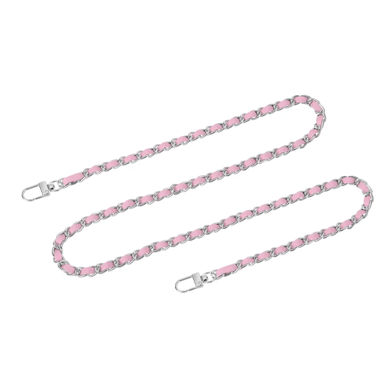 39" Purse Chain Strap with Buckles for Shoulder and Cross Body Pink Silver