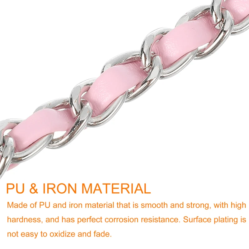 39" Purse Chain Strap with Buckles for Shoulder and Cross Body Pink Silver