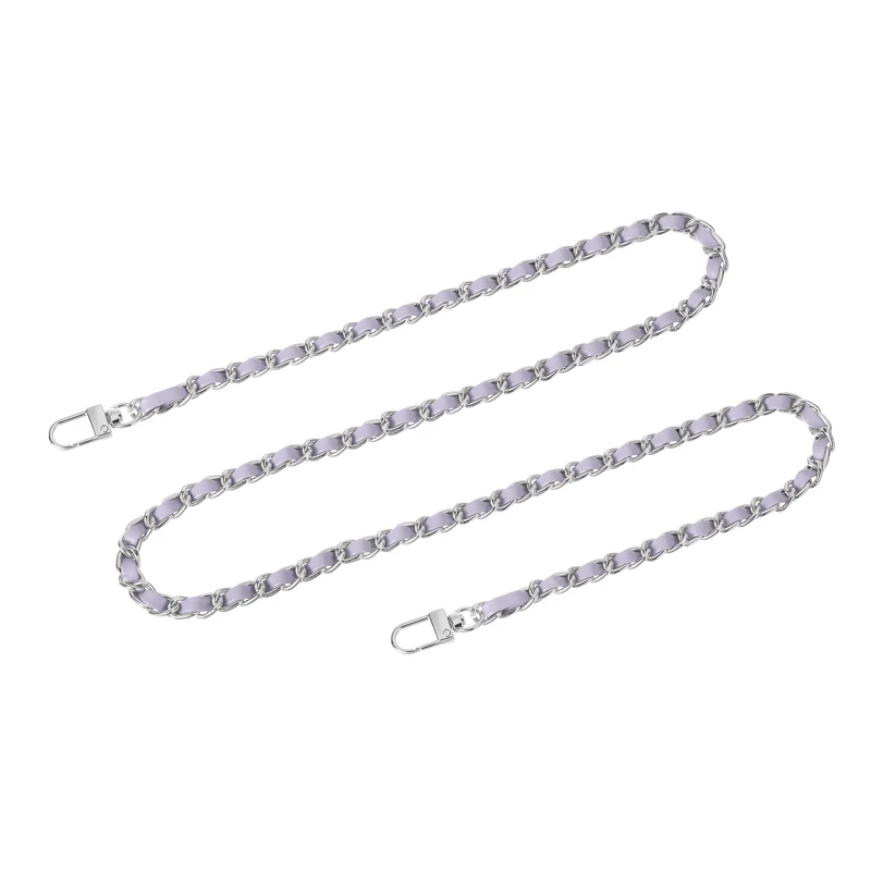 39" Purse Chain Strap with Buckles for Shoulder and Cross Body (Purple + Silver)