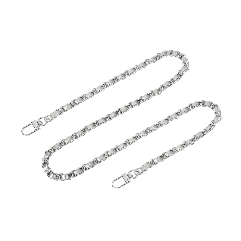 39" Purse Chain Strap with Buckles for Shoulder and Cross Body (Silver + Silver)