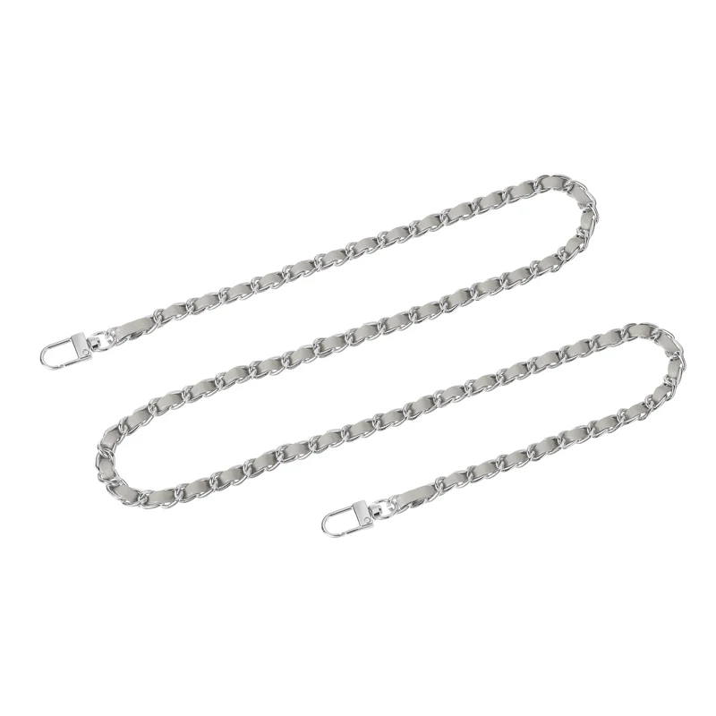 39" Purse Chain Strap with Buckles for Shoulder and Cross Body (Gray + Silver)