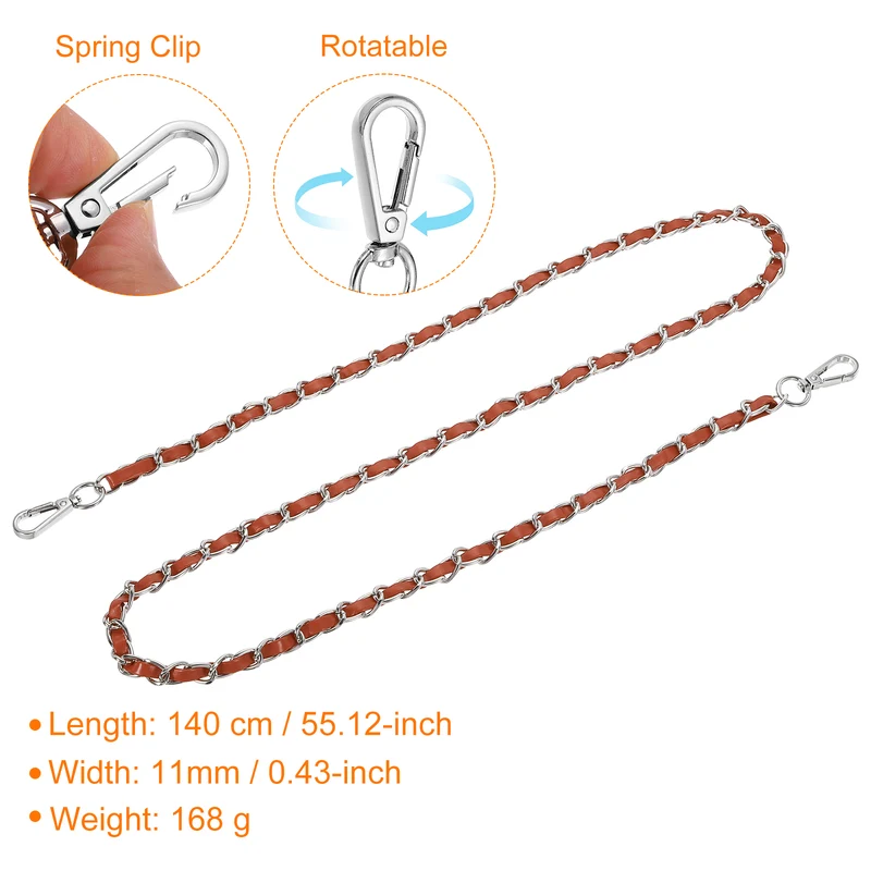 55" Purse Strap with Buckle for Shoulder and Cross Body(Brown+Silver)