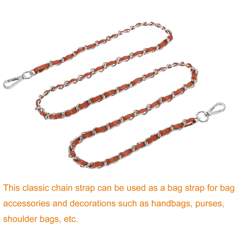 55" Purse Strap with Buckle for Shoulder and Cross Body(Brown+Silver)