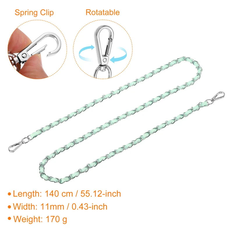 55" Purse Strap with Buckle for Shoulder and Crossbody(Light Green+Silver)