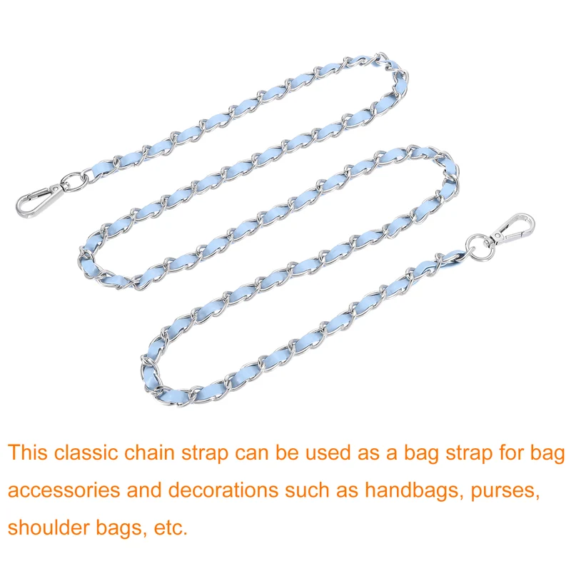 55" Purse Strap with Buckle for Shoulder and Cross Body(Sky Blue+Silver)
