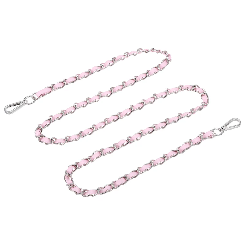 55" Purse Strap with Buckle for Shoulder and Cross Body(Pink+Silver)