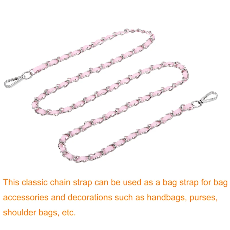 55" Purse Strap with Buckle for Shoulder and Cross Body(Pink+Silver)