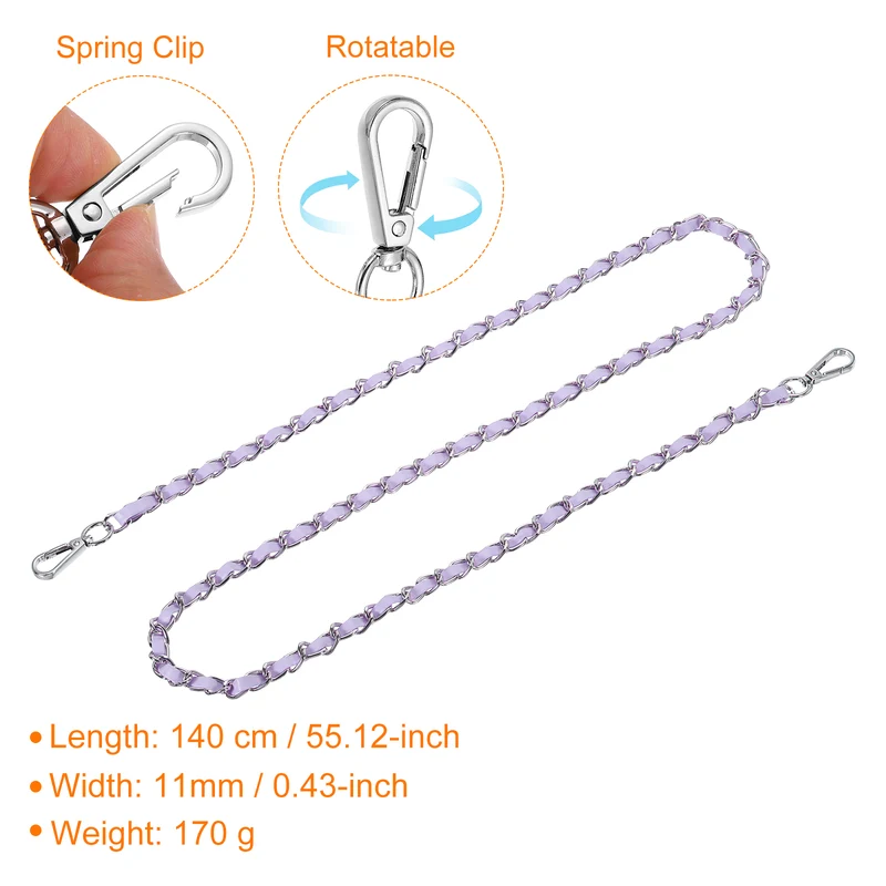 55" Purse Strap with Buckle for Shoulder and Cross Body(Purple+Silver)