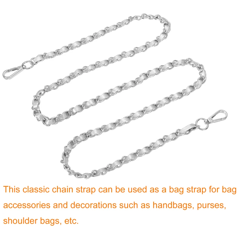 55" Purse Strap with Buckle for Shoulder and Cross Body(Silver+Silver)