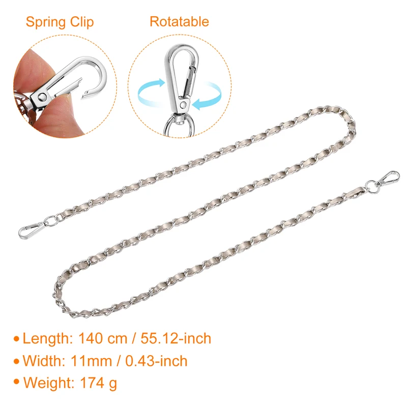 55" Purse Strap with Buckle for Shoulder and Cross Body(Gold+Silver)
