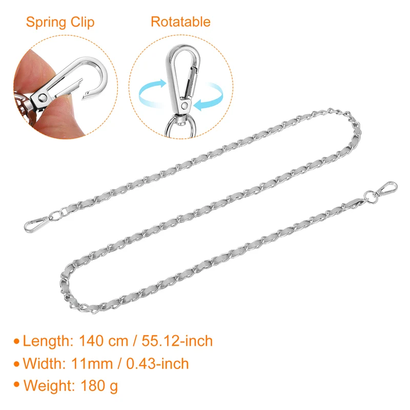 55" Purse Strap with Buckle for Shoulder and Cross Body(Gray+Silver)