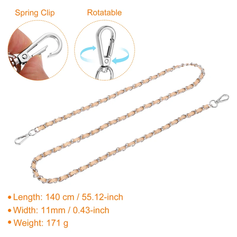 55" Purse Strap with Buckle for Shoulder and Cross Body(Khaki+Silver)